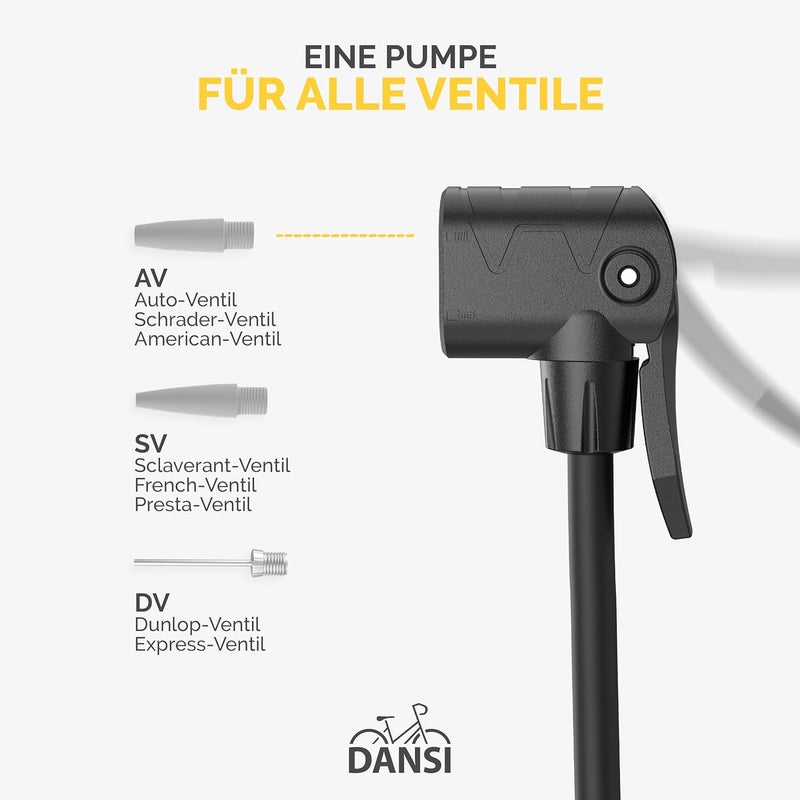 Dansi Bike Floor Pump with Gauge, Floor Bicycle Pump with Both Presta and Schrader Bicycle Pumps Valves High Pressure 180Psi Multi-Purpose Portable Air Pump for Road Bike MTB Sports Balls - Image 3